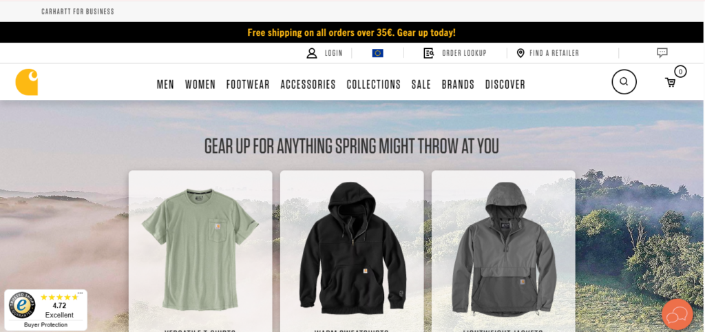 the official website of Carhartt